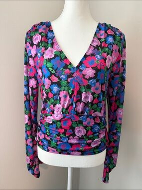 Sanctuary Eye Catcher Floral V-Neck Blouse – Size Large – NWT